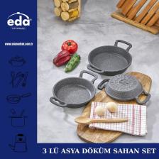 Eda Döküm Granit 3lü Kapaksız Sahan Seti 16-18-20 cm