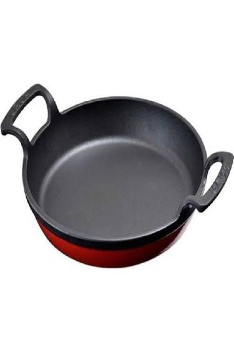 Lava Demir Döküm Yuvarlak 20 Cm Kulplu Tava Kırmızı