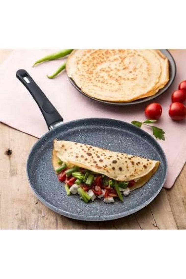 Eda Zetra 28 cm Döküm Gözleme Krep Tavası Gri