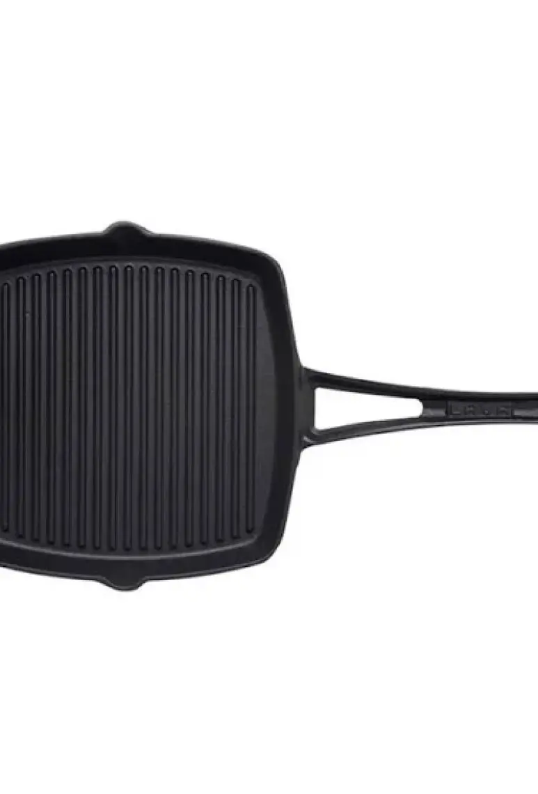 26x26 cm Döküm Demir Emaye Kaplama Izgara Tava - Metal Saplı, Isıyı Eşit Dağıtan Sağlıklı Pişirme
