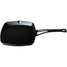 26x26 cm Döküm Demir Emaye Kaplama Izgara Tava - Metal Saplı, Isıyı Eşit Dağıtan Sağlıklı Pişirme