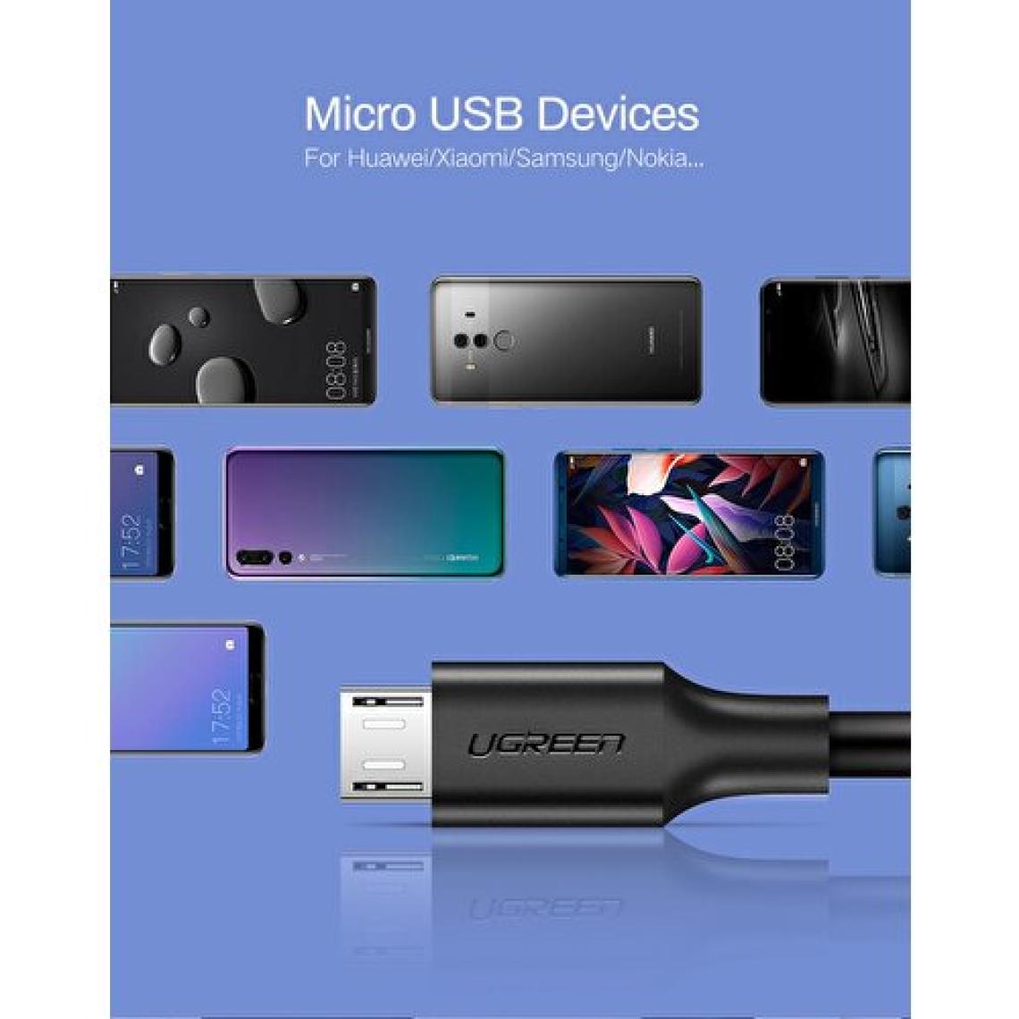 Ugreen Micro USB Data ve Şarj Kablosu Beyaz 1.5 Metre
