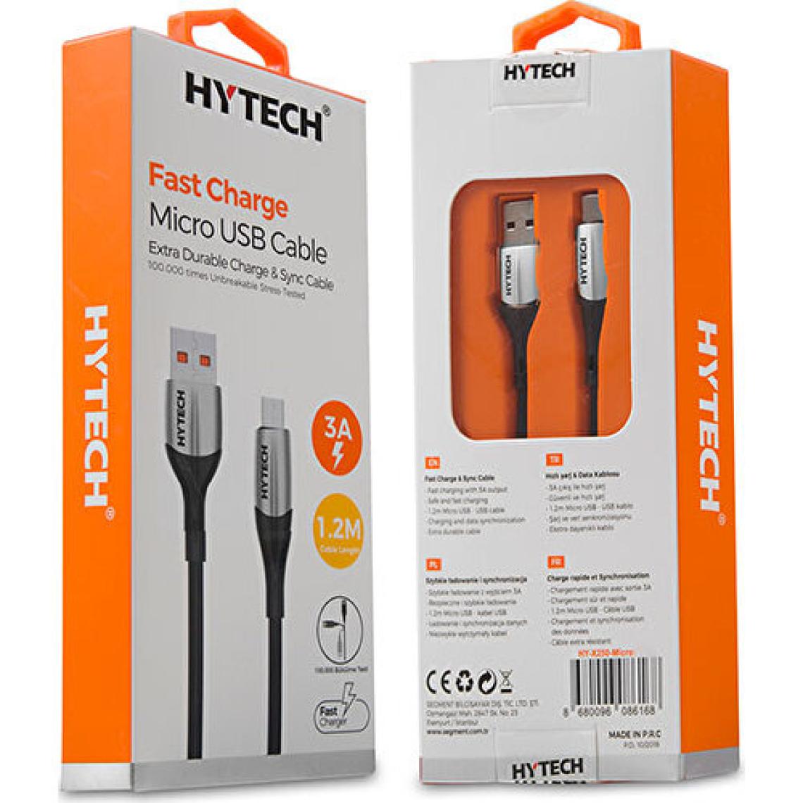 Hytech HY-X250 1.2 m Gümüş Micro USB Şarj Kablosu