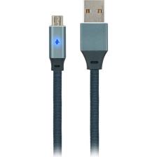 MF Product Jettpower 0019 Metal Başlıklı Örgülü 2.4A LED Göstergeli Micro USB Hızlı Şarj Kablosu 1.2 m Gri