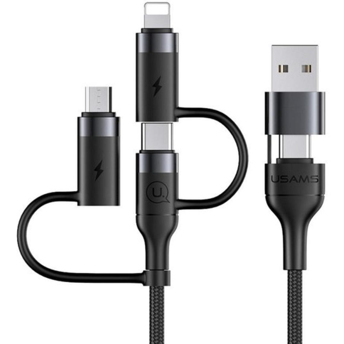 Usams US-SJ547 Usb+Type-C To Type-C+Lightning+Microusb,1.2m 6 In 1 Hızlı Şarj ve Data Kablosu