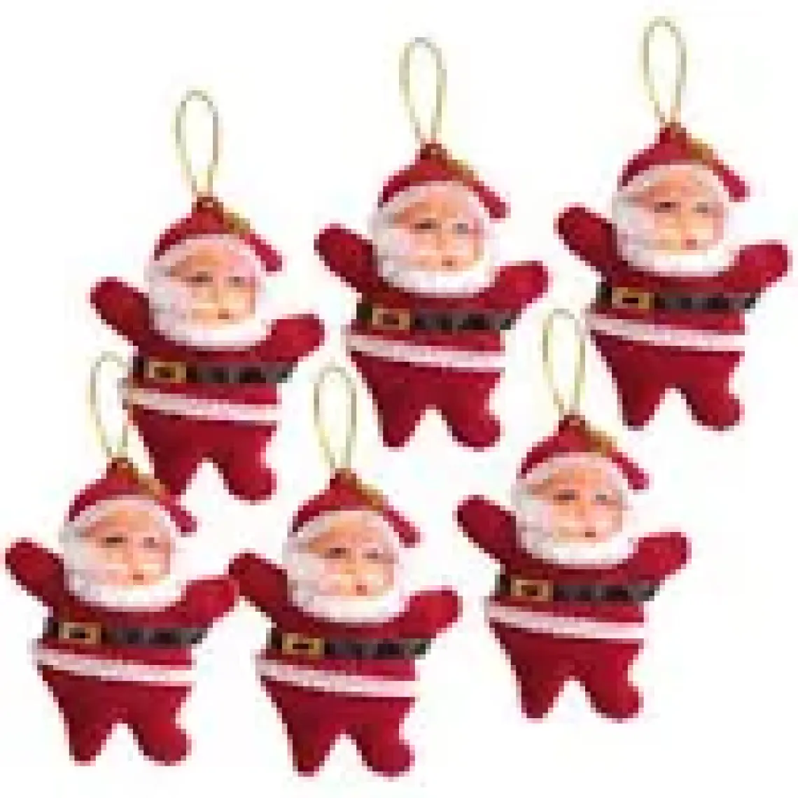 Yılbaşı Kırmızı Noel Baba Ağaç Süsü 6lı