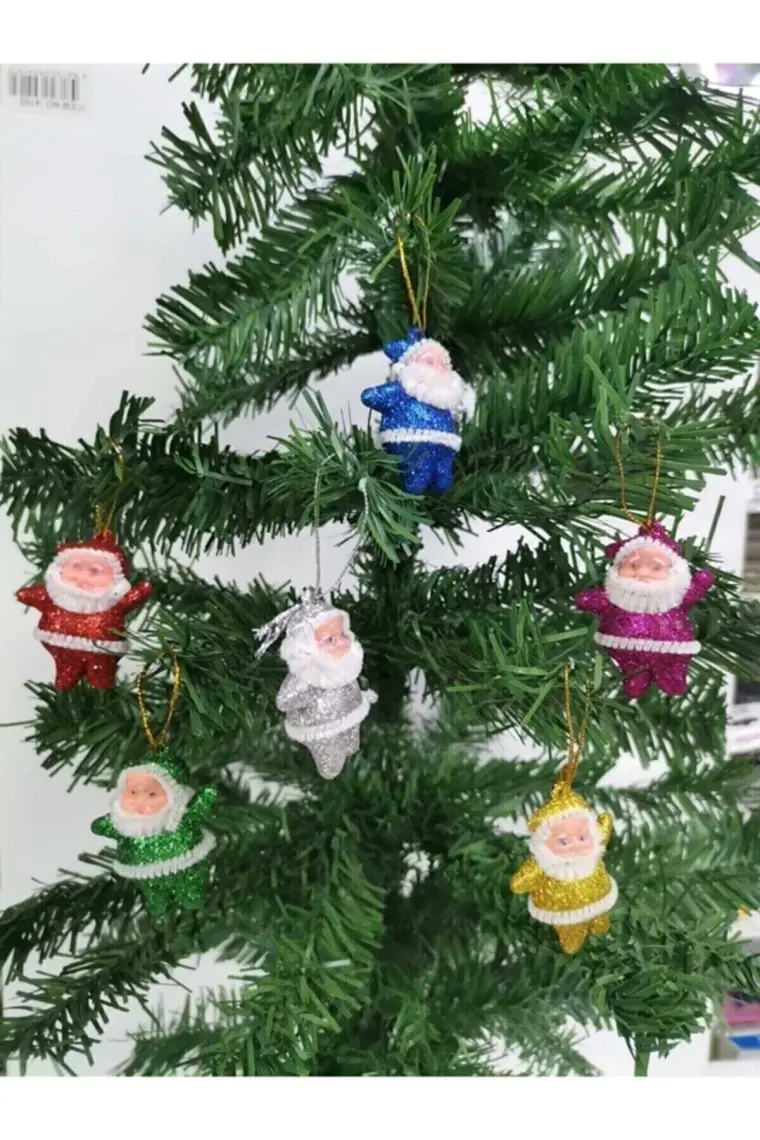 Yılbaşı Kırmızı Noel Baba Ağaç Süsü 6lı