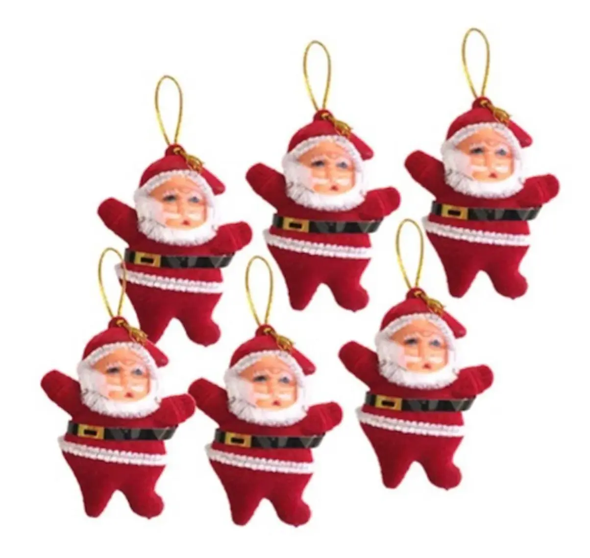 Yılbaşı Kırmızı Noel Baba Ağaç Süsü 6lı