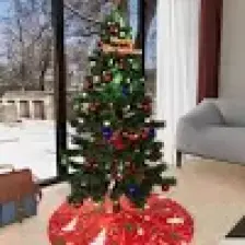 Cango Home Kırmızı Yeşil Yılbaşı Temalı Dijital Baskılı Çam Ağacı Örtüsü