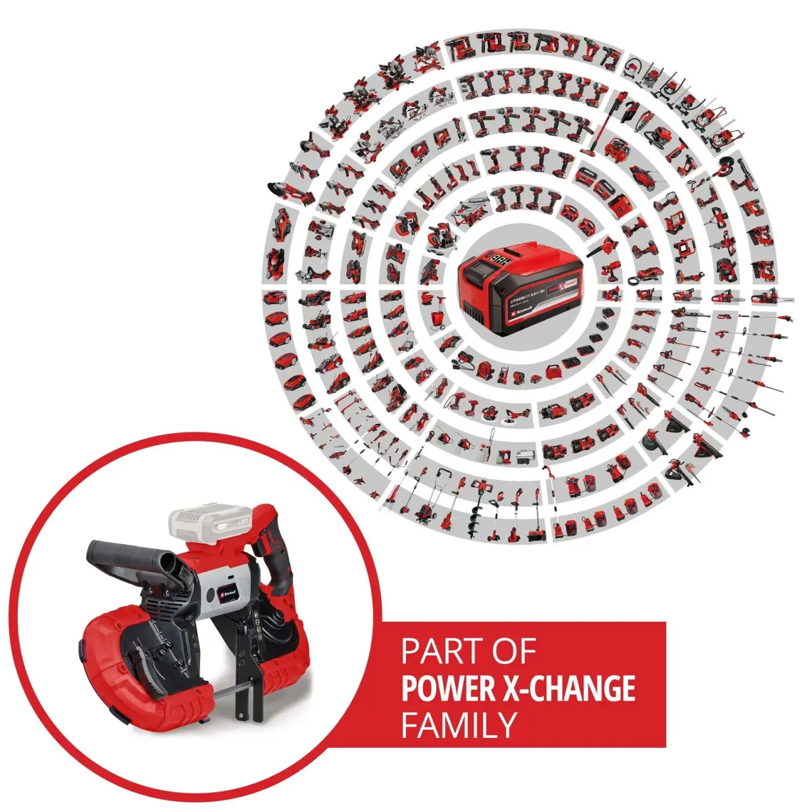 Einhell TE-MB 18/127 Li-Solo Power X-Change Akülü Şerit Testere (18 V, 115 mm Kesim Yüksekliği, 127 mm Kesim Genişliği, Taban, LED Aydınlatma, Metal için  2x Şerit, Akü dahil değildir) - 4504216
