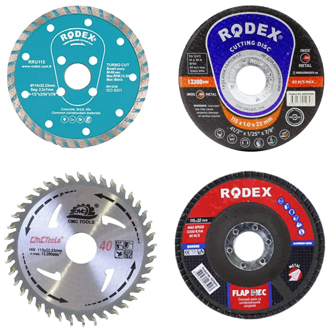 UGR Mermer Metal Ahşap Granit Demir Fayans Kesme Flap Disk Seti (4 Parça)