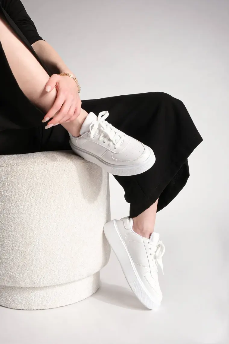 Marjin Kadın Sneaker Spor Ayakkabı Kalın Taban Bağcıklı Azin