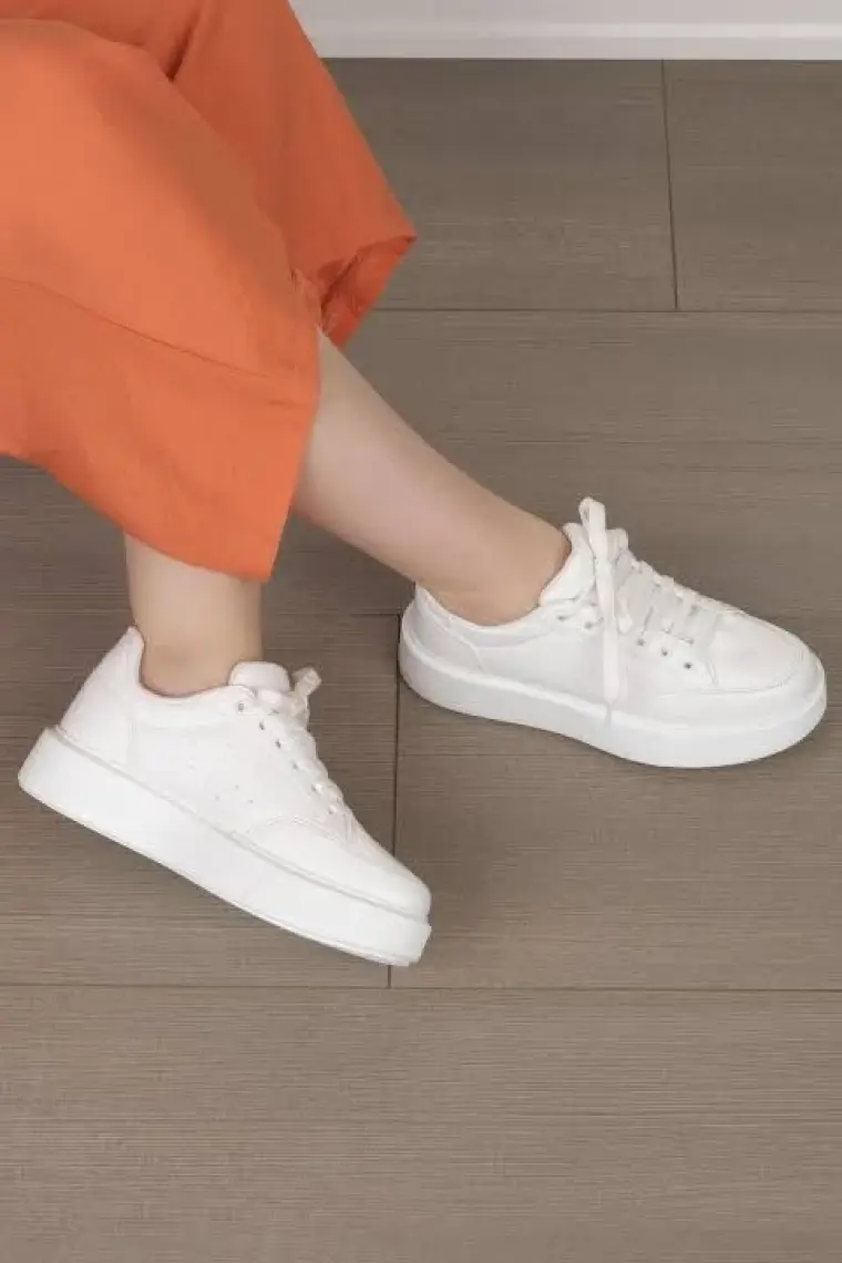 Marjin Kadın Sneaker Spor Ayakkabı Kalın Taban Bağcıklı Azin