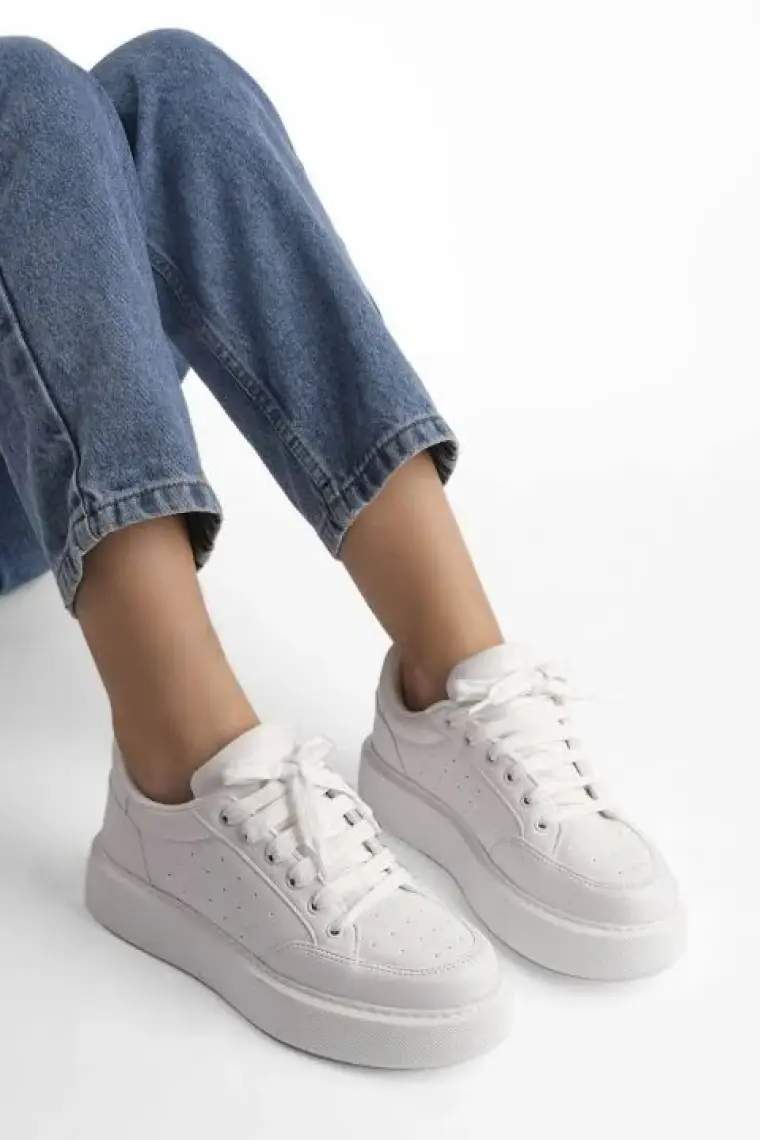 Marjin Kadın Sneaker Spor Ayakkabı Kalın Taban Bağcıklı Azin