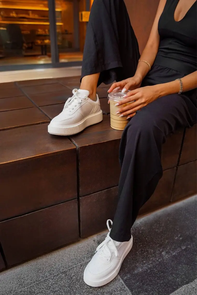 Marjin Kadın Sneaker Spor Ayakkabı Kalın Taban Bağcıklı Azin