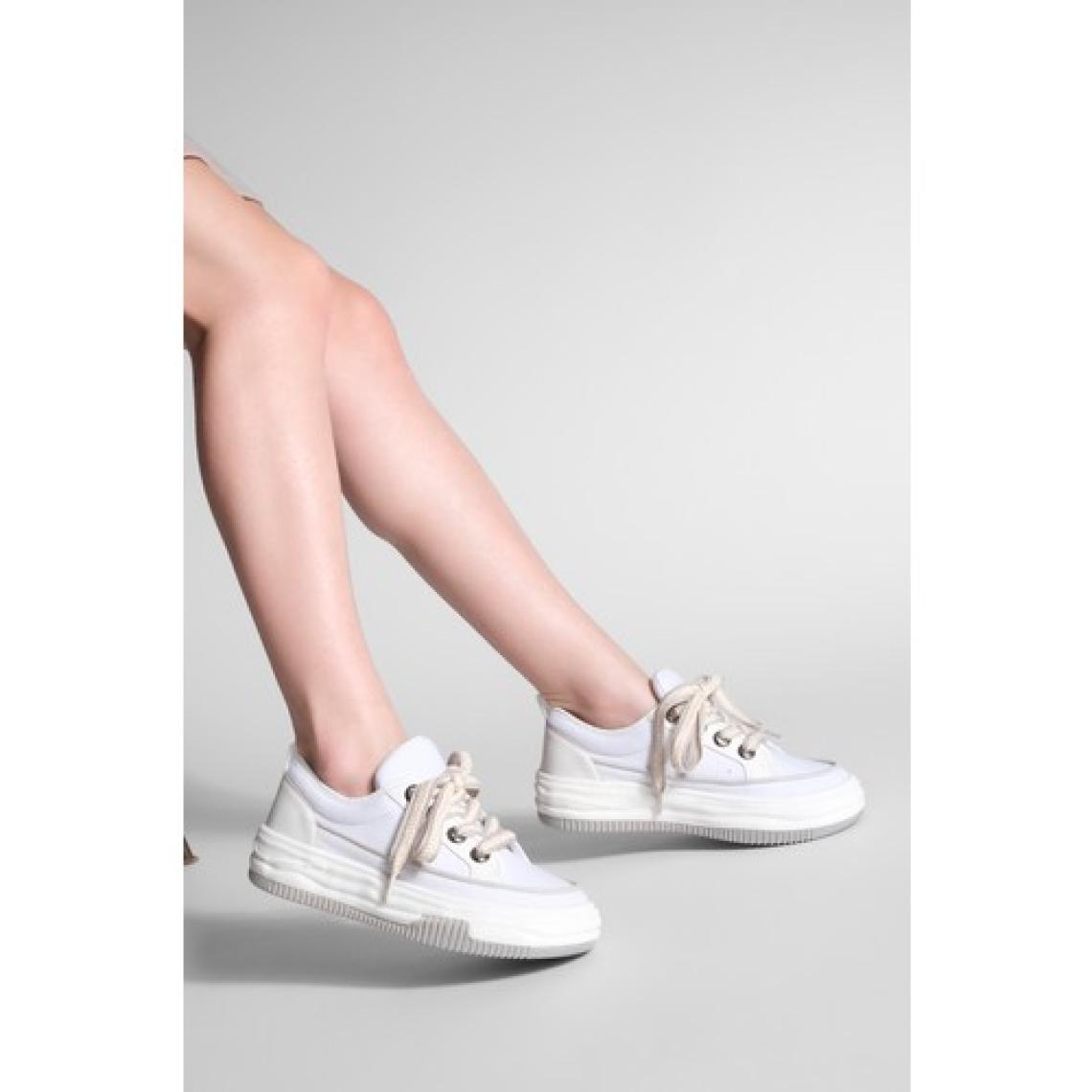 Marjin Kadın Yüksek Taban Sneaker Keten Kumaş Bağcıklı Spor Ayakkabı Hesna