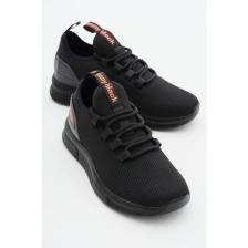 Tonny Black Unisex Siyah Nefes Alabilen Kumaş Poli Taban Bağcıklı Spor Ayakkabı
