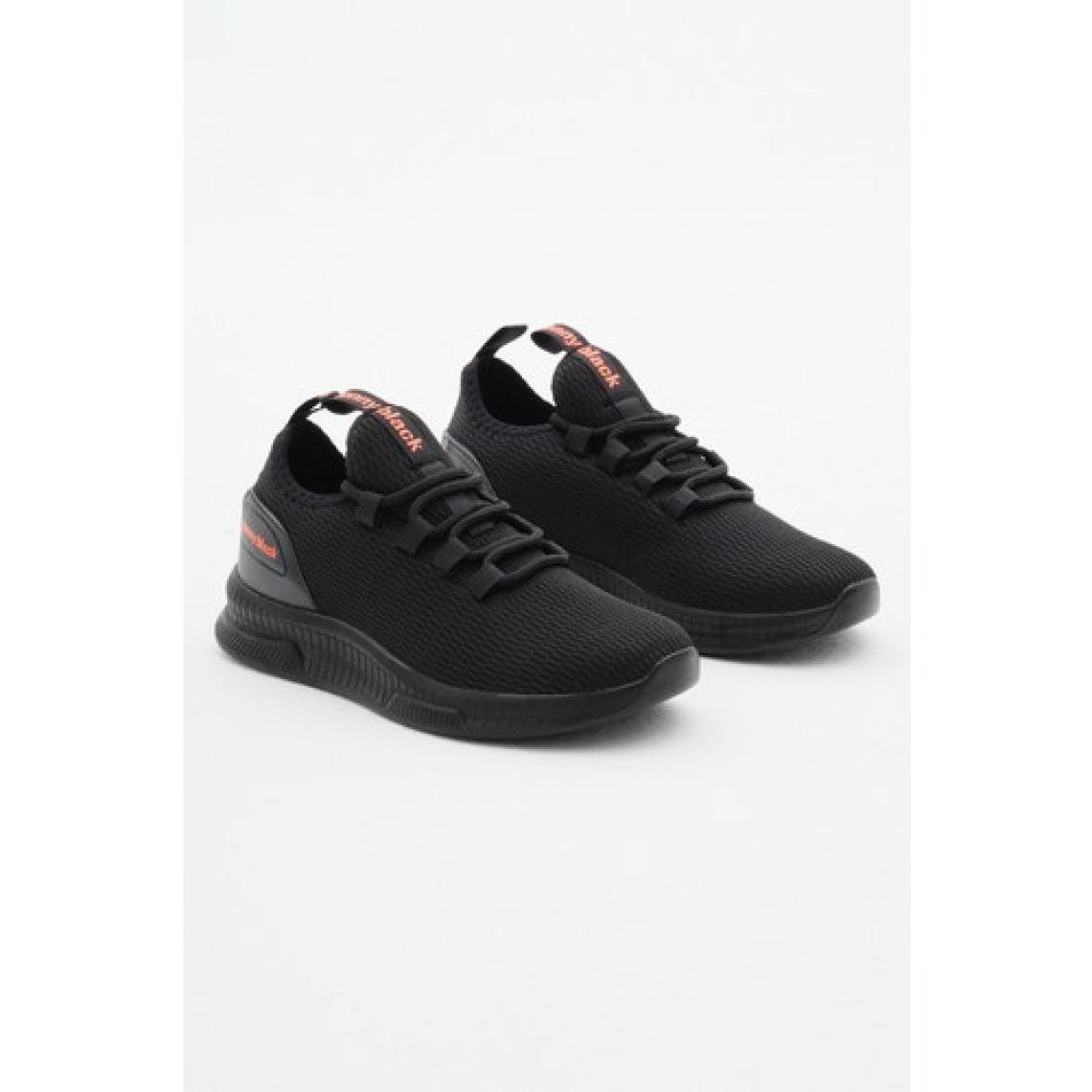 Tonny Black Unisex Siyah Nefes Alabilen Kumaş Poli Taban Bağcıklı Spor Ayakkabı
