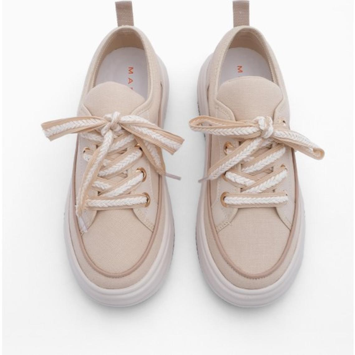 Marjin Kadın Sneaker Spor Ayakkabı Keten Kumaş Bağcıklı Hesna