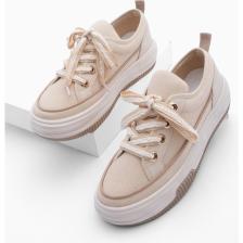 Marjin Kadın Sneaker Spor Ayakkabı Keten Kumaş Bağcıklı Hesna