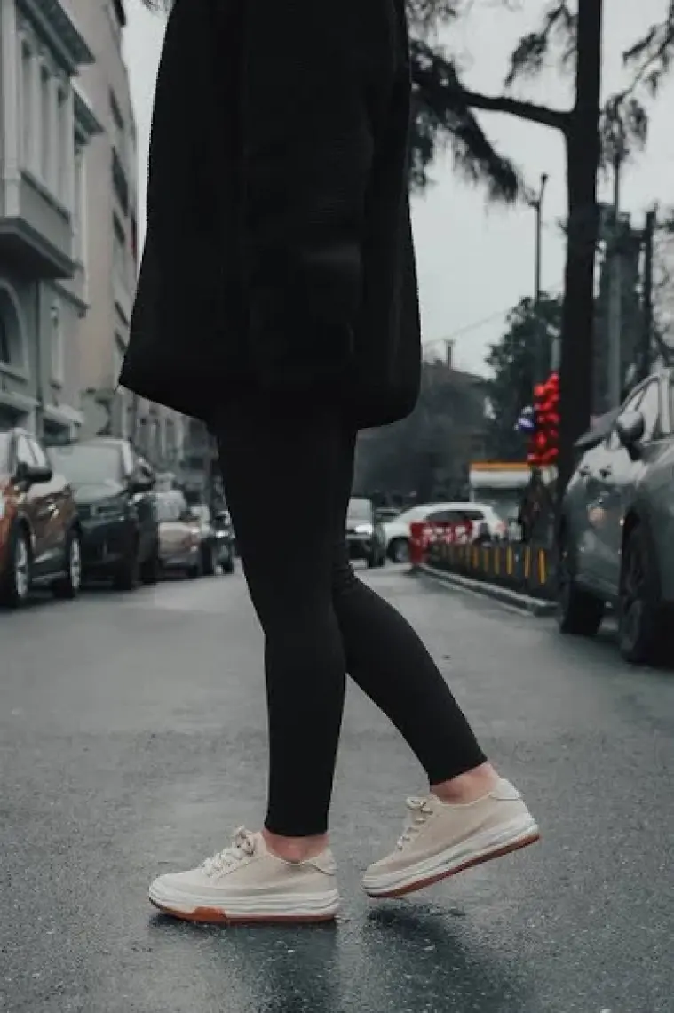 Marjin Kadın Sneaker Yüksek Taban Bağcıklı Bez Spor Ayakkabı Kotnel