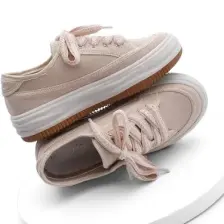 Marjin Kadın Sneaker Yüksek Taban Bağcıklı Bez Spor Ayakkabı Kotnel