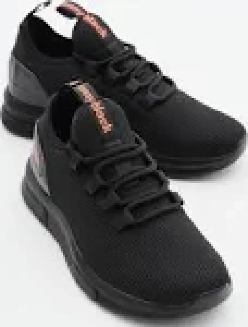 Tonny Black Unisex Siyah Nefes Alabilen Kumaş Poli Taban Bağcıklı Spor Ayakkabı