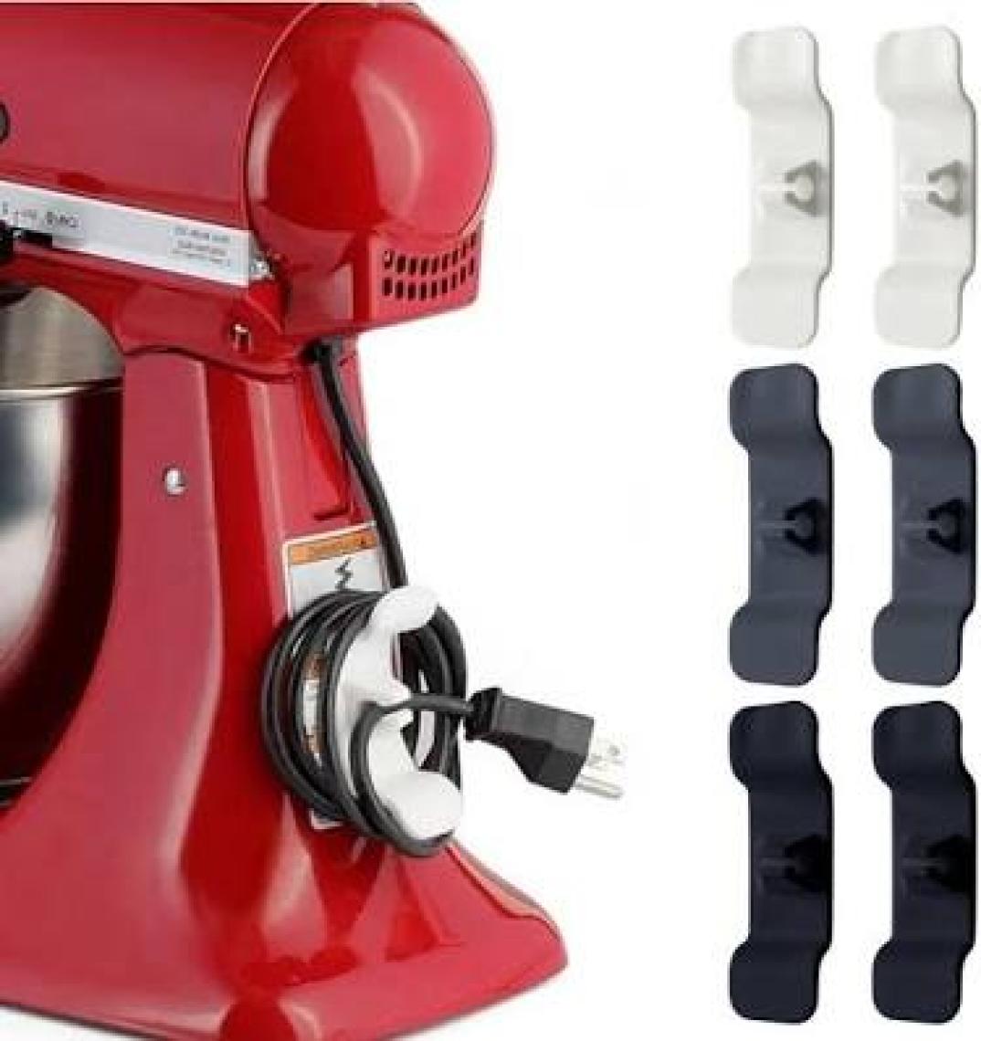 EngStore Buffer 6 Lı Pratik Kablo Toparlayıcı Yapışkanlı Klips Mutfak Air Fryer Kettle Kahve Tost Makinası
