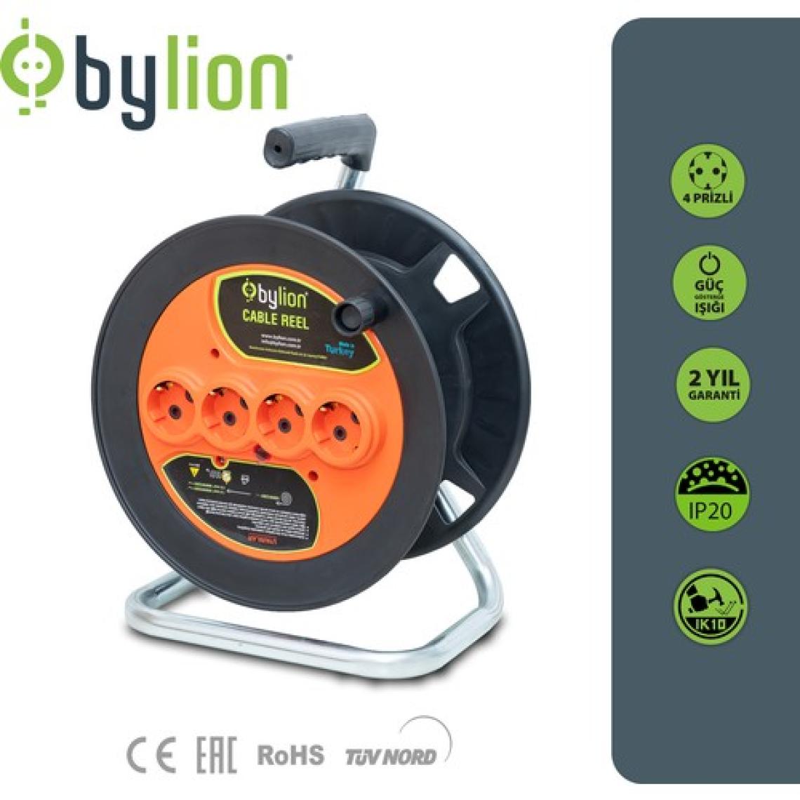 BYLION Makaralı Seyyar Uzatma Boş Kablosuz MAX. 50 Metre Kapasiteli