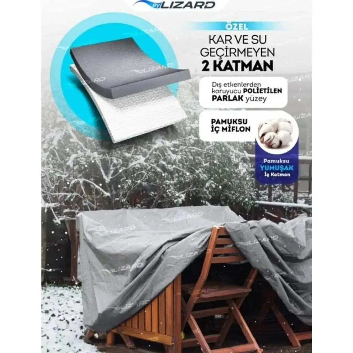Drs Tuning Mobilya Masa Sandalye Bahçe Koruma Kılıf Örtüsü Gri 320X200X75CM Su Geçirmez