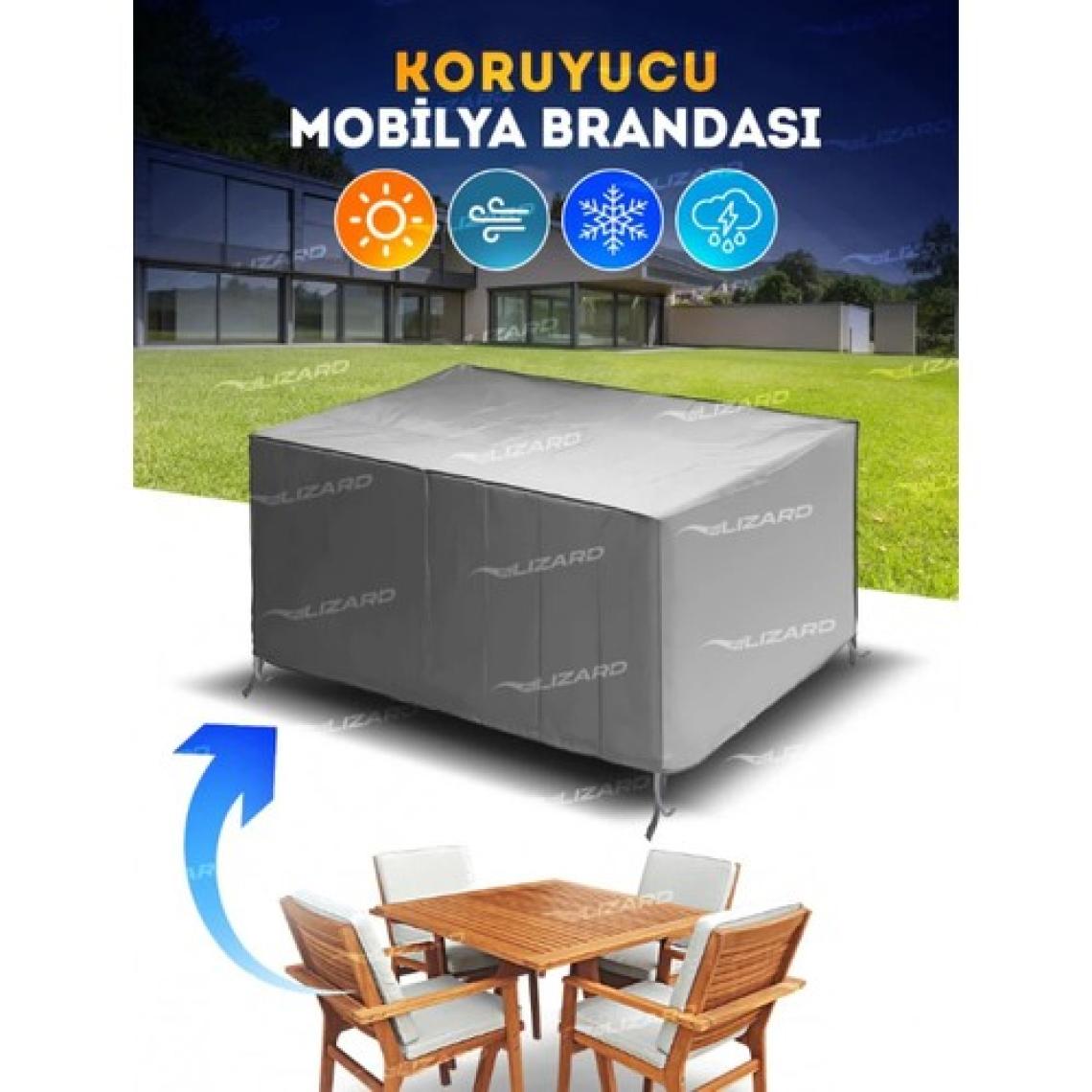 Drs Tuning Bahçe Mobilya Masa Sandalye Koruma Kılıf Örtüsü Gri 200X150X75CM Su Geçirmez