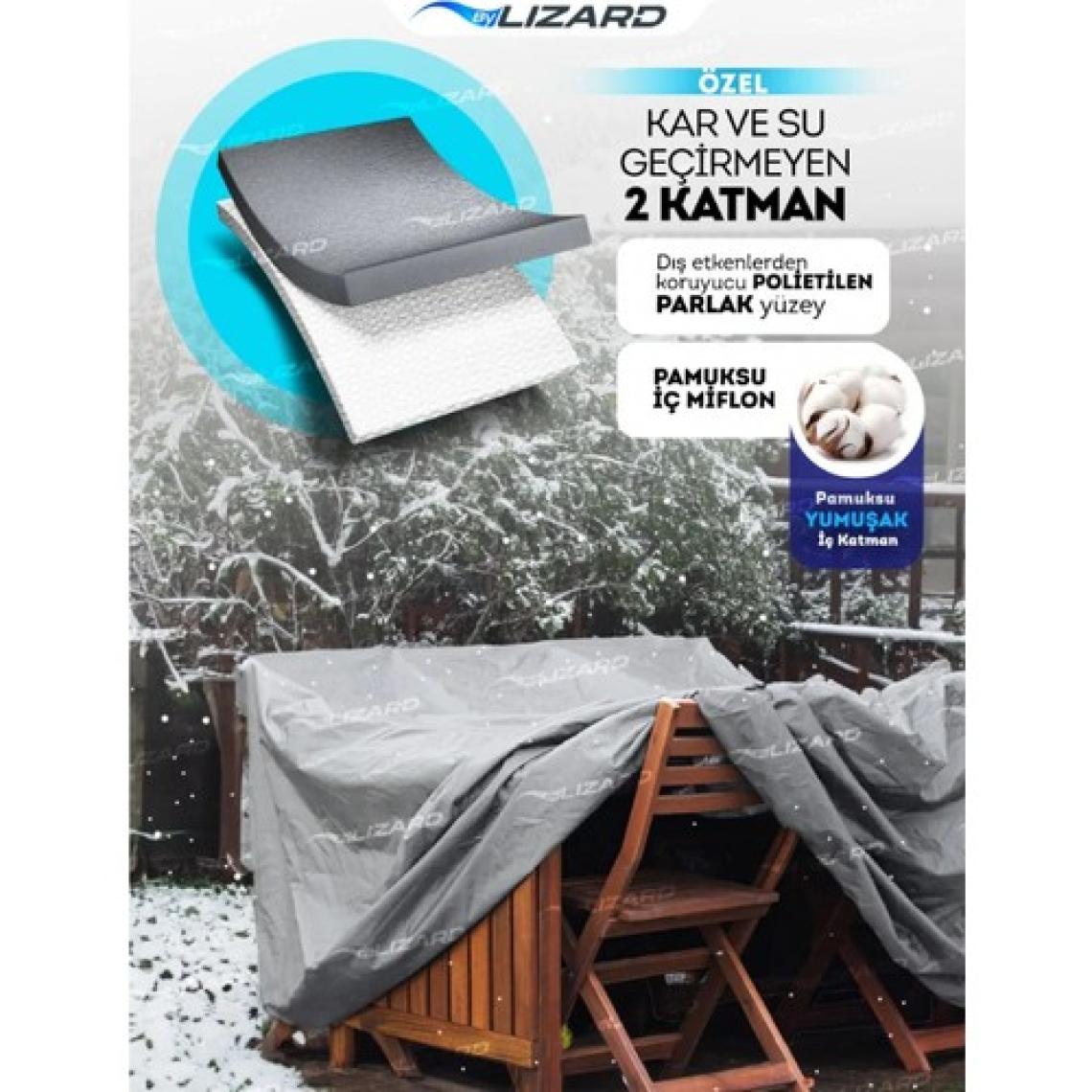 Drs Tuning Bahçe Mobilya Masa Sandalye Koruma Kılıf Örtüsü Gri 200X150X75CM Su Geçirmez