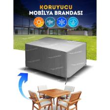 Drs Tuning Bahçe Mobilya Masa Sandalye Koruma Kılıf Örtüsü Gri 200X150X75CM Su Geçirmez
