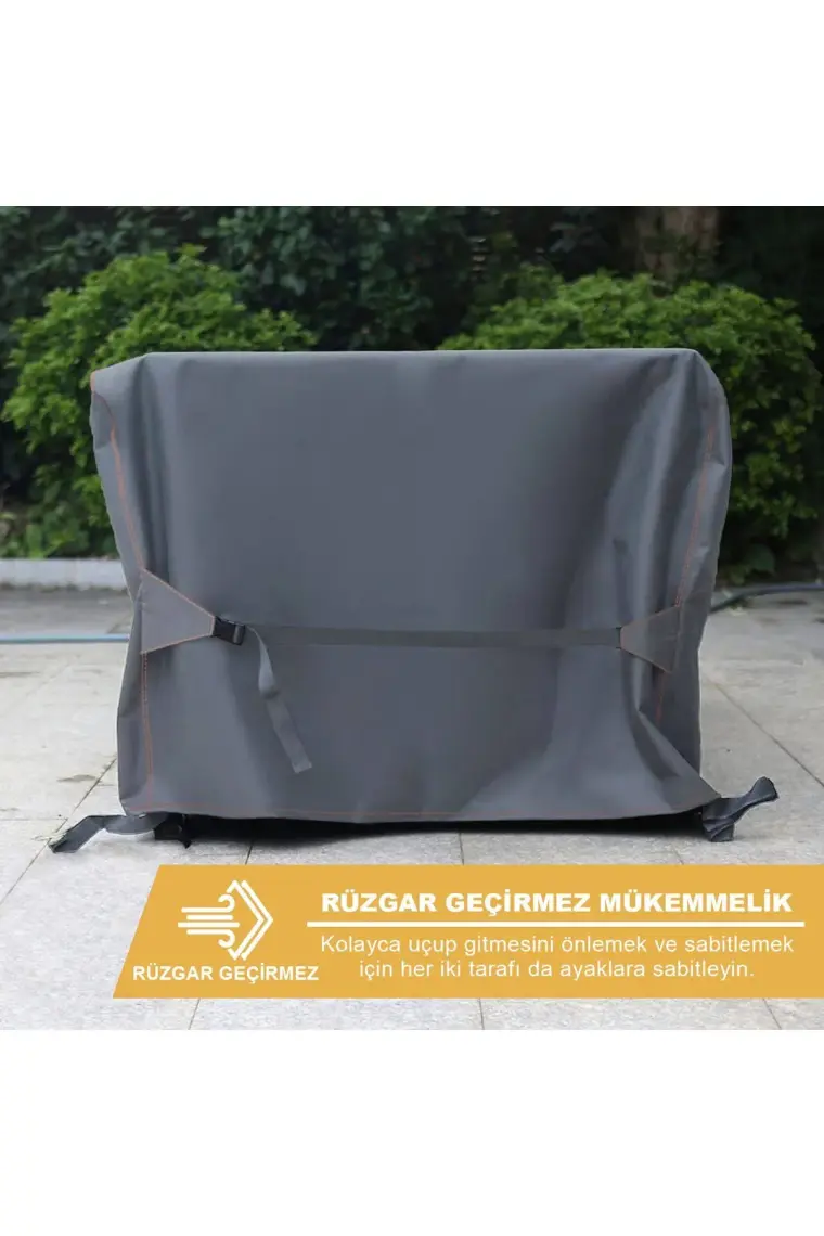 Haegs Bahçe Mobilyası Örtüsü, 200-160-74cm, Su Geçirmez, Dış Mekan Masa Ve Sandalye Örtü Branda Gri