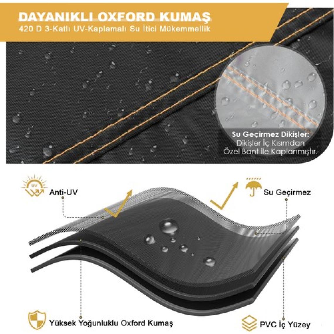 Haegs Bahçe Mobilyası Koruma Kılıfı Örtüsü, 200-160-74cm, Su Geçirmez, Dış Mekan Masa ve Sandalye Koruma Brandası