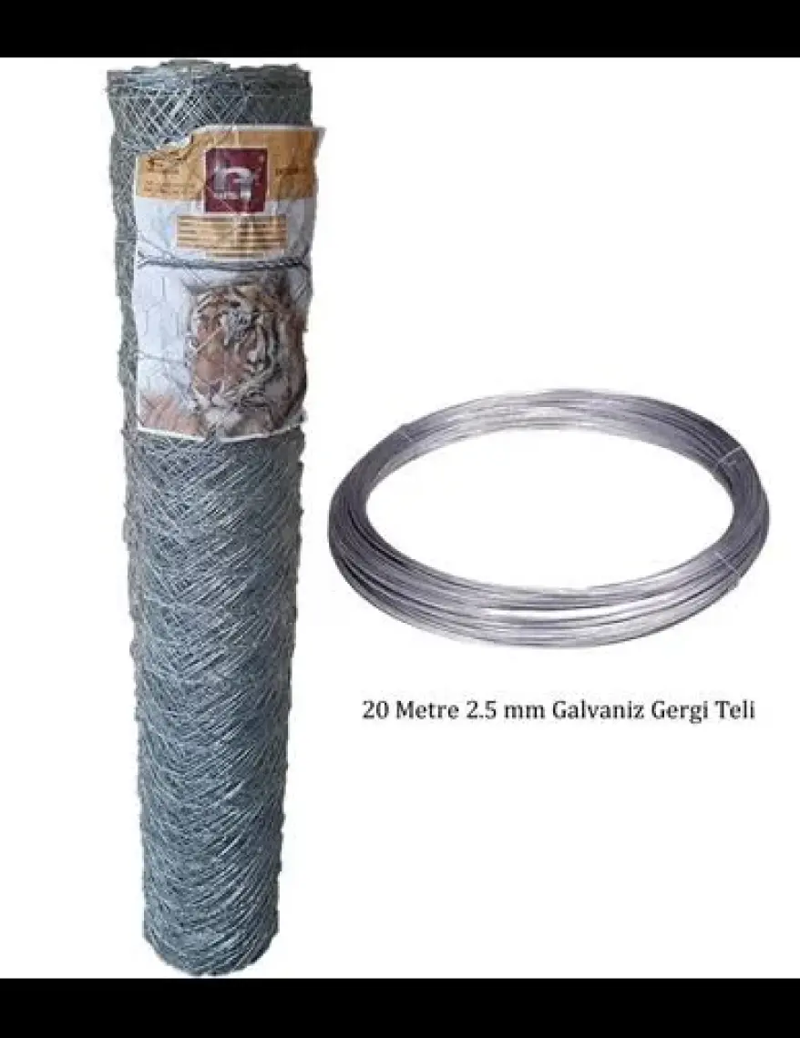 Ticaretjet - Bahçe Tel Örgü + Gerdirme Teli 2'li Seti 1.50 x 20 Metre
