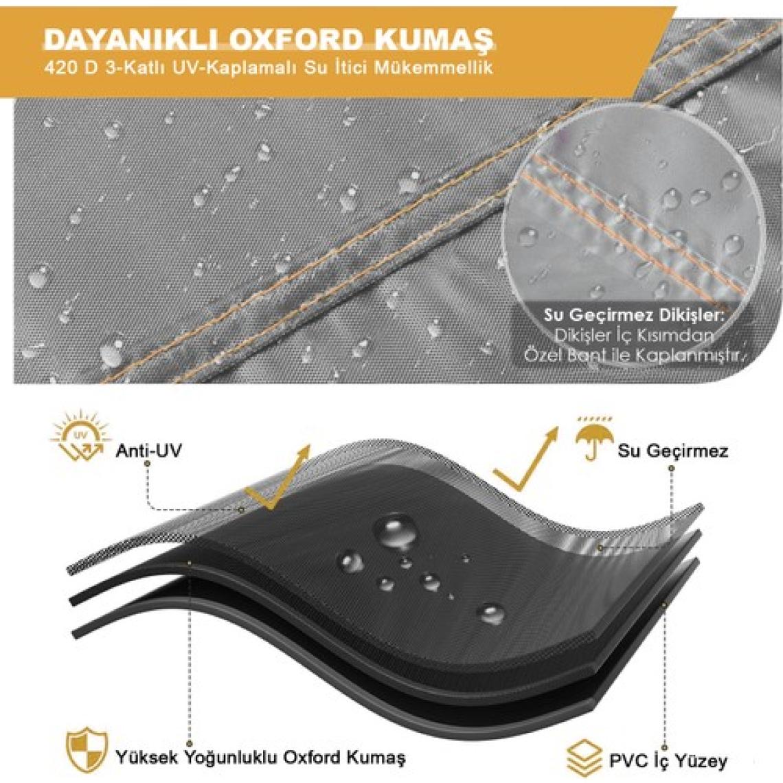 Haegs Bahçe Mobilyası Örtüsü, 150-150-74CM, Su Geçirmez Bahçe Mobilya Kılıfı Brandası- Gri