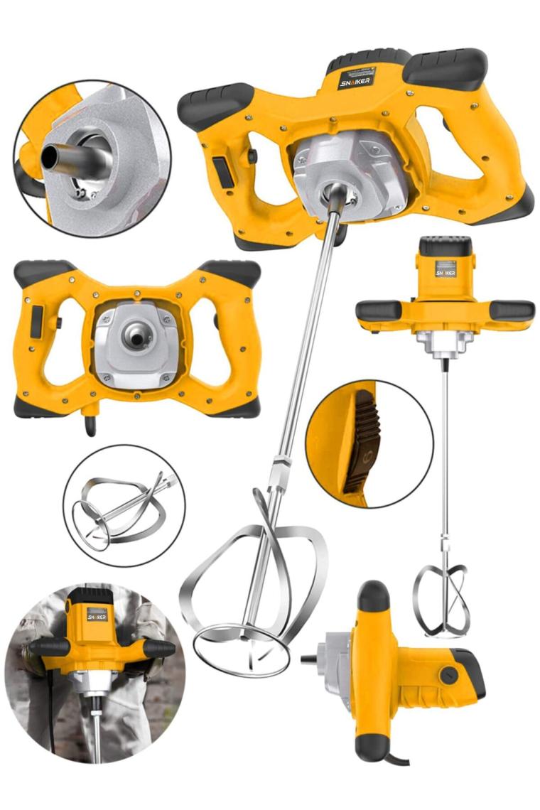 Snaiker X-3000S Bakir Sargı 6 Kademe Devirli Ayarlı Elektrikli Alçı Boya ve Harç Karıştırıcı Mikser