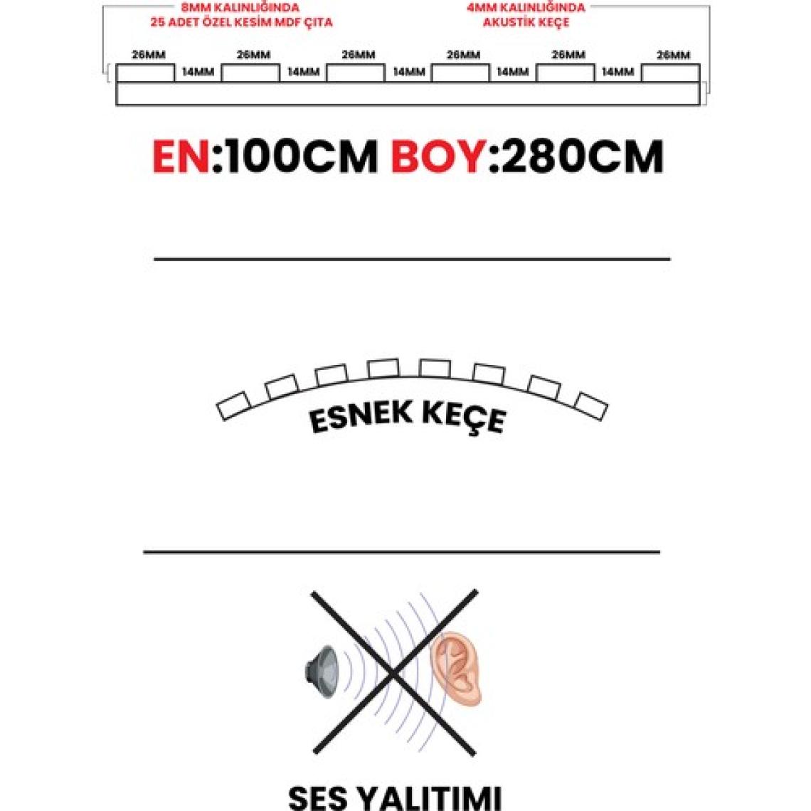 Detay Poliuretan Mdf Ahşap Akustik Duvar Paneli 100 x 280 cm ( Teak )