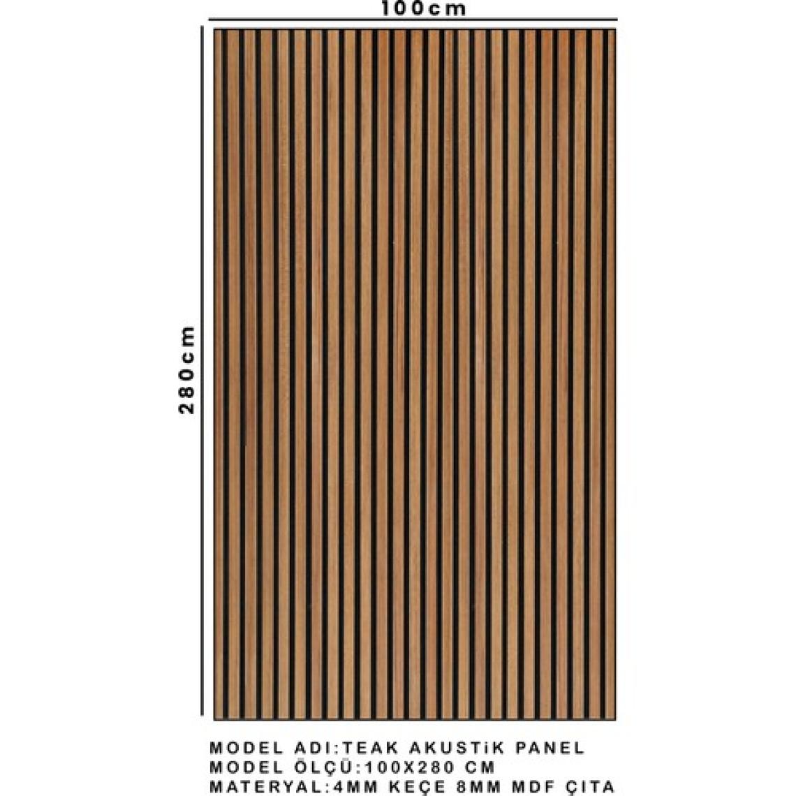 Detay Poliuretan Mdf Ahşap Akustik Duvar Paneli 100 x 280 cm ( Teak )