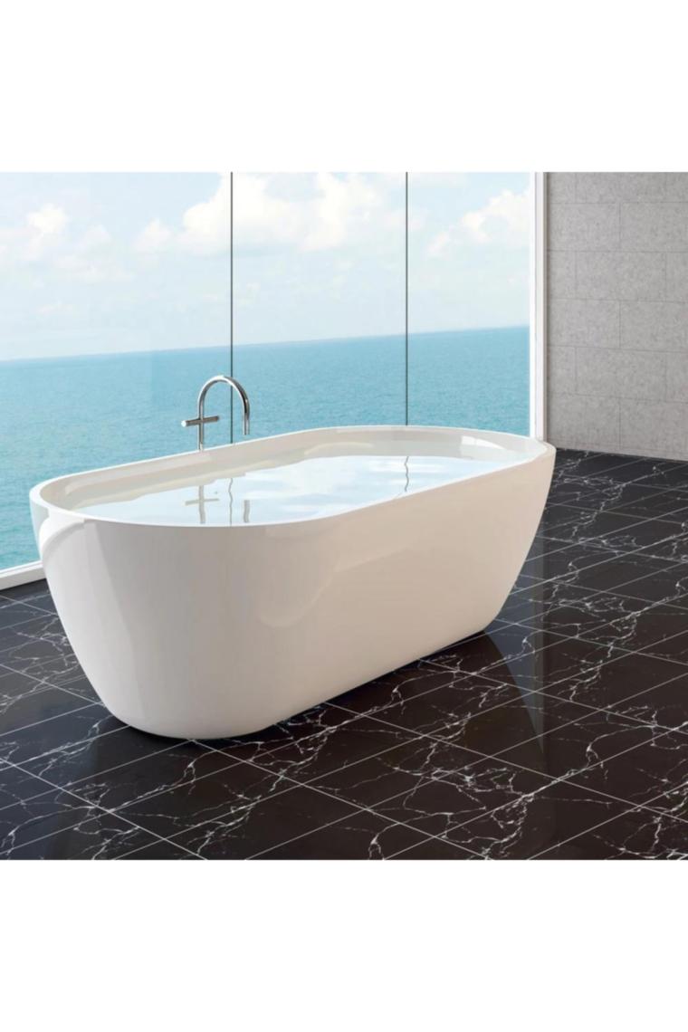 Renkli Duvarlar Yapışkanlı Siyah Mermer Desen 1 Adet 30X60 cm Zemin Duvar Döşeme Panel