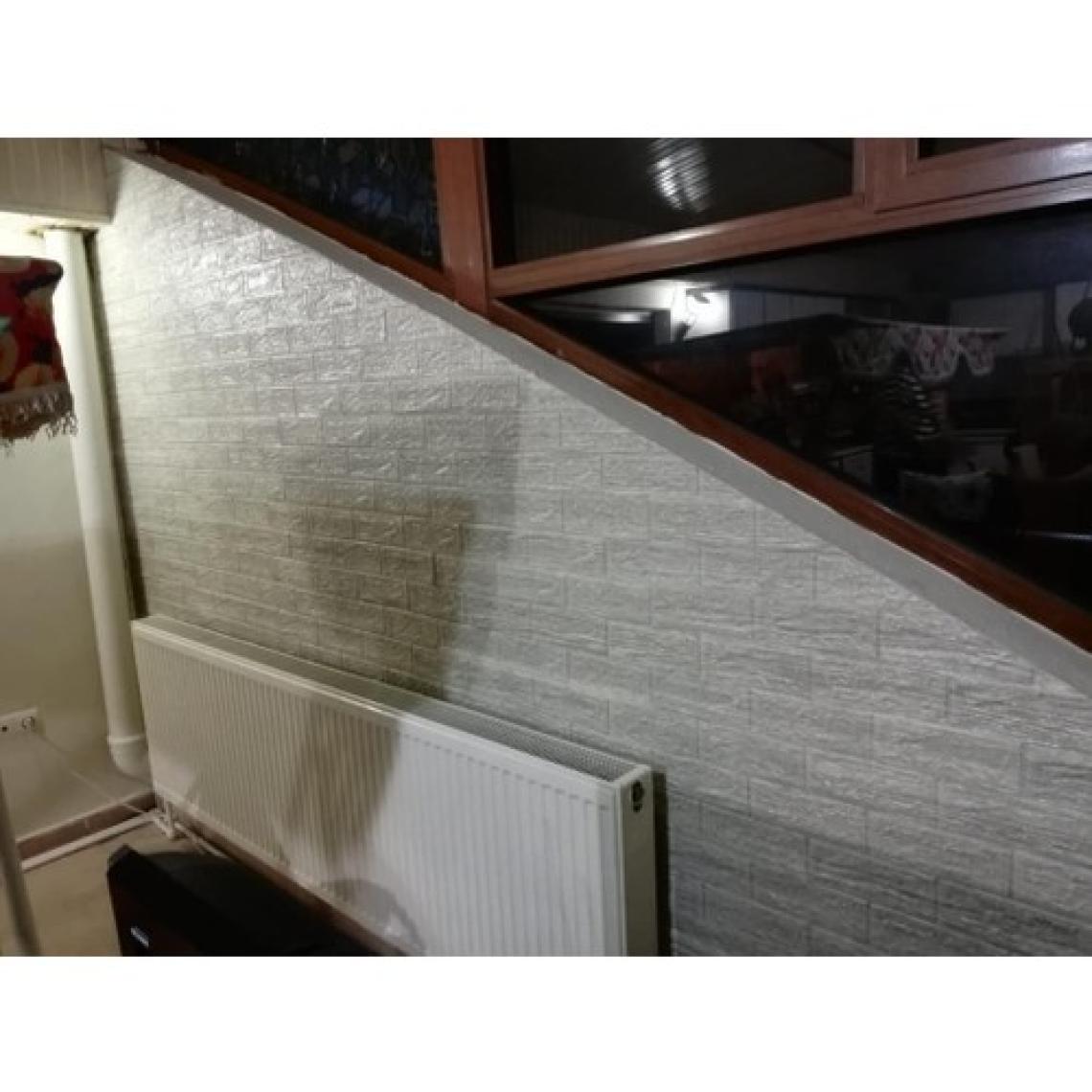 Renkli Duvarlar 70X77CM 1 Adet  Çizgili Gri Tuğla Arkası Yapışkanlı Esnek Silinebilir Duvar Kağıdı Paneli