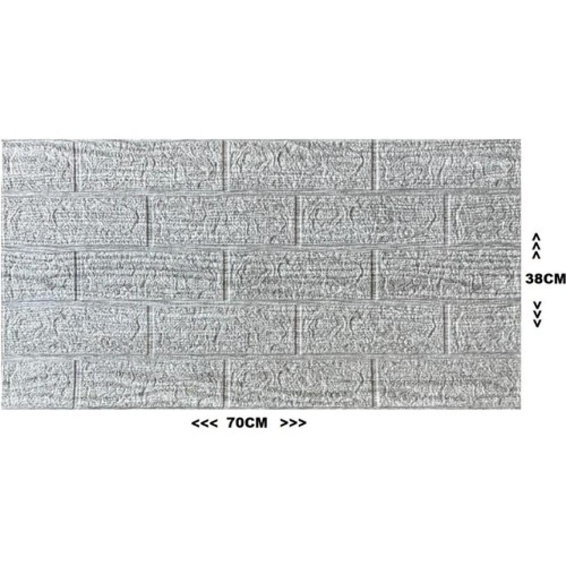 Renkli Duvarlar 70X38CM 1 Adet  Çizgili Gri Tuğla Arkası Yapışkanlı Esnek Silinebilir Duvar Kağıdı Paneli