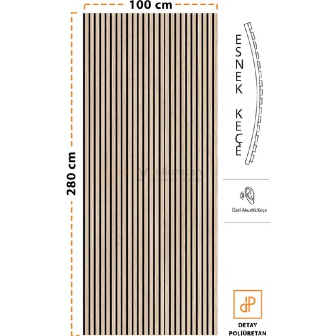 Detay Poliuretan Mdf Ahşap Akustik Duvar Paneli 100 x 280 cm ( Natural Meşe )
