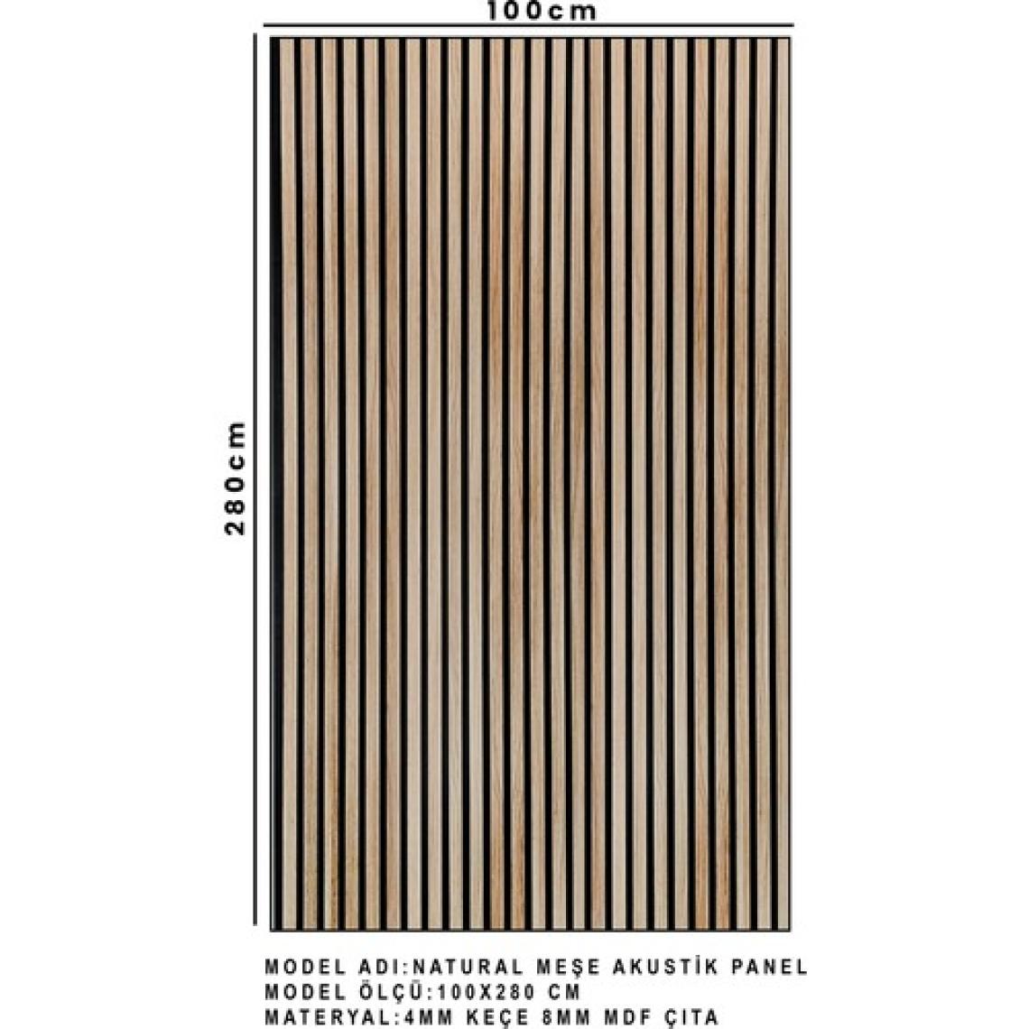 Detay Poliuretan Mdf Ahşap Akustik Duvar Paneli 100 x 280 cm ( Natural Meşe )