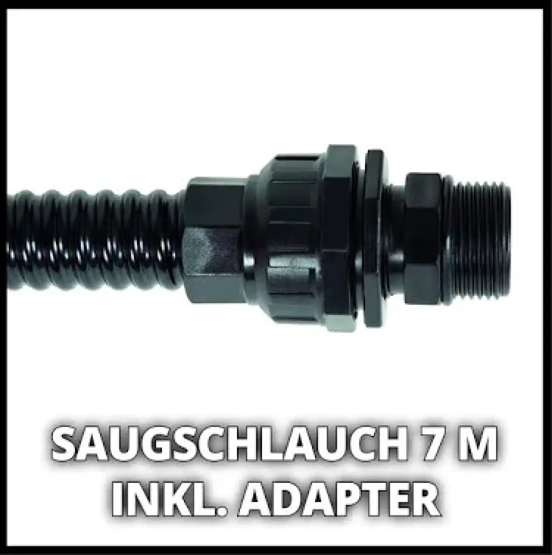 Einhell Su Çekme Hortumu 7 m (Pompa aksesuarı, 7 m uzunluk, Ø 25 mm, adaptör, çift bağlantı, geri dönüş vanası dahil) - 4173645