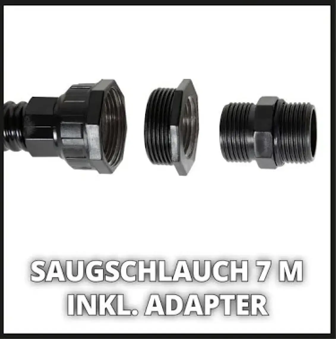Einhell Su Çekme Hortumu 7 m (Pompa aksesuarı, 7 m uzunluk, Ø 25 mm, adaptör, çift bağlantı, geri dönüş vanası dahil) - 4173645