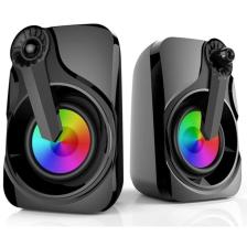 Renkli Led Işıklı Rgb Usb Bilgisayar Hoparlör Md-x27 Siyah