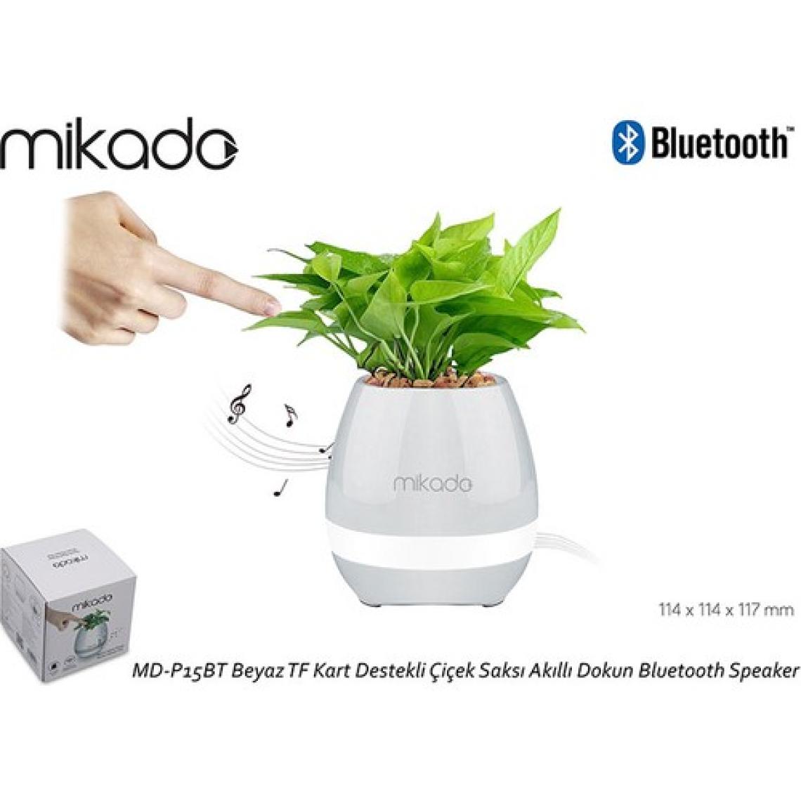 Mikado MD-P15BT TF Kart Destekli Çiçek Saksı Akıllı Dokun Beyaz Bluetooth Hoparlör