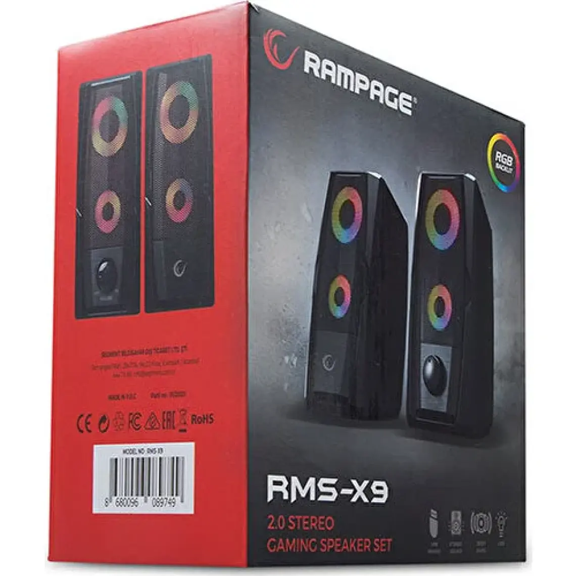 Rampage RMS-X9 2.0 RGB Işıklı Multimedia 5V 30dB Gaming Oyuncu Speaker